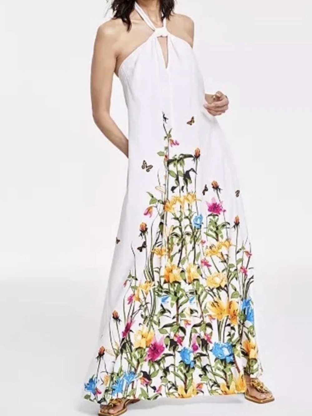 I.N.C. International Concepts Women's Halter-Neck Keyhole Printed Dress Size M